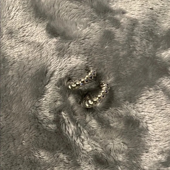 0.6in Silver Textured Hoop Earrings - Picture 6 of 6